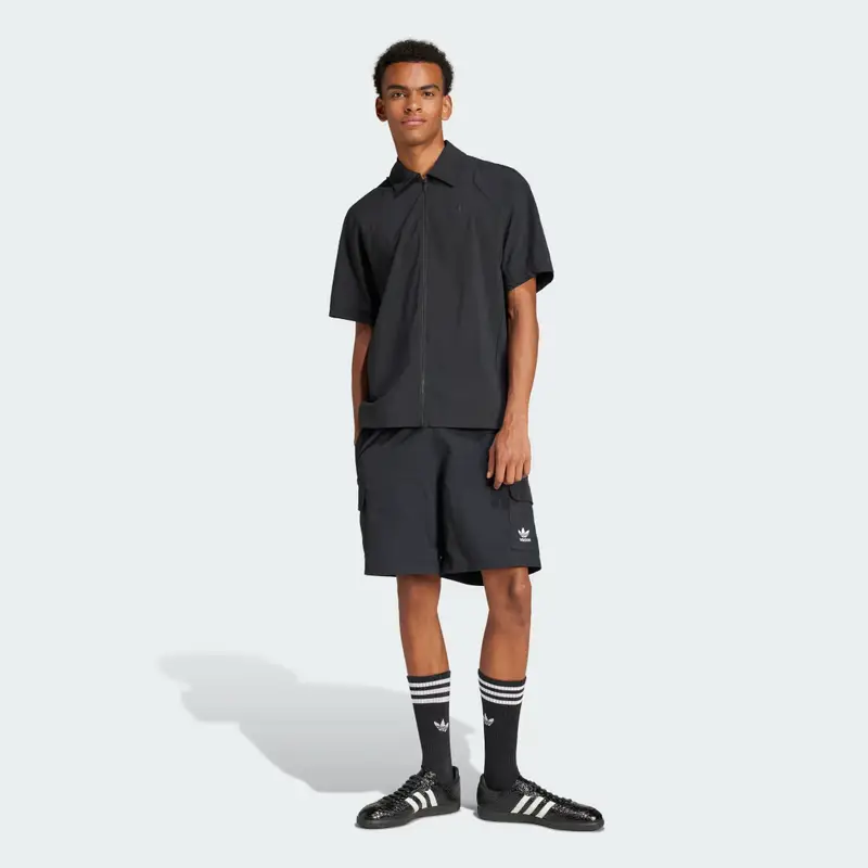 Short Trefoil Essentials Woven Cargo Black miniatura 3