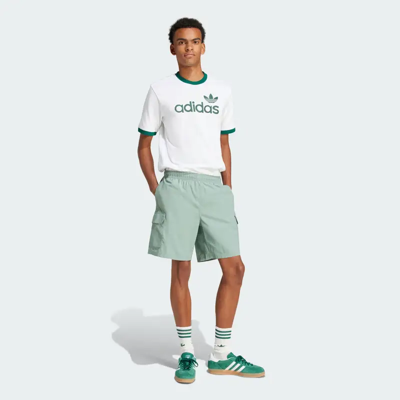 Short Trefoil Essentials Woven Cargo Silver Green miniatura 3