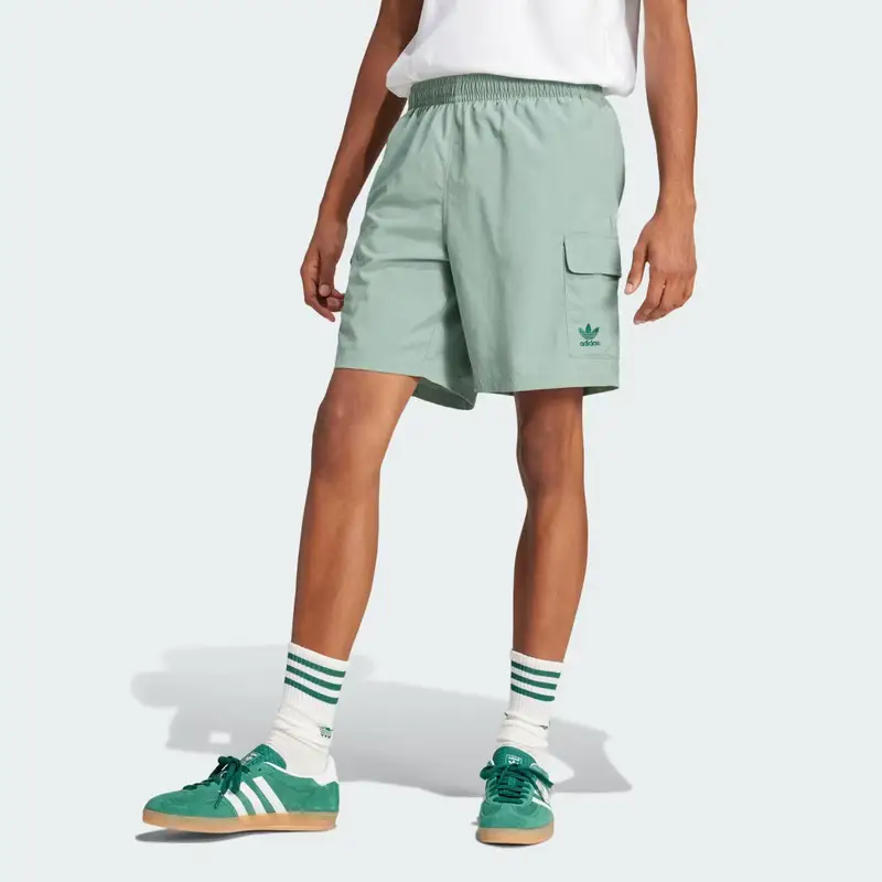 Short Trefoil Essentials Woven Cargo Silver Green