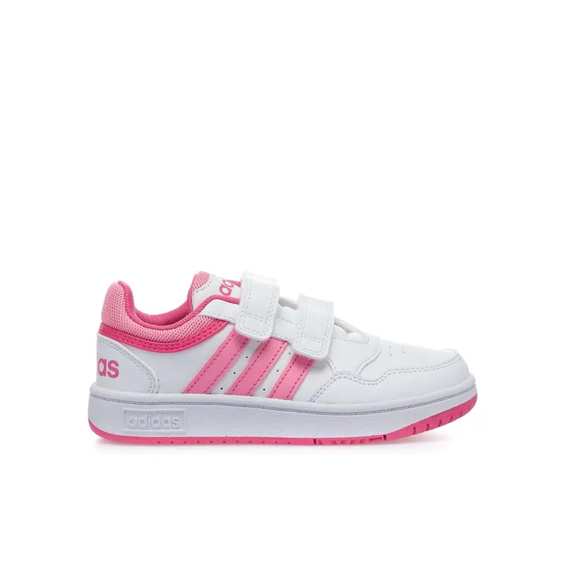 Sneakers basket da bambina bianco e rosa Hoops 3.0 con velcro