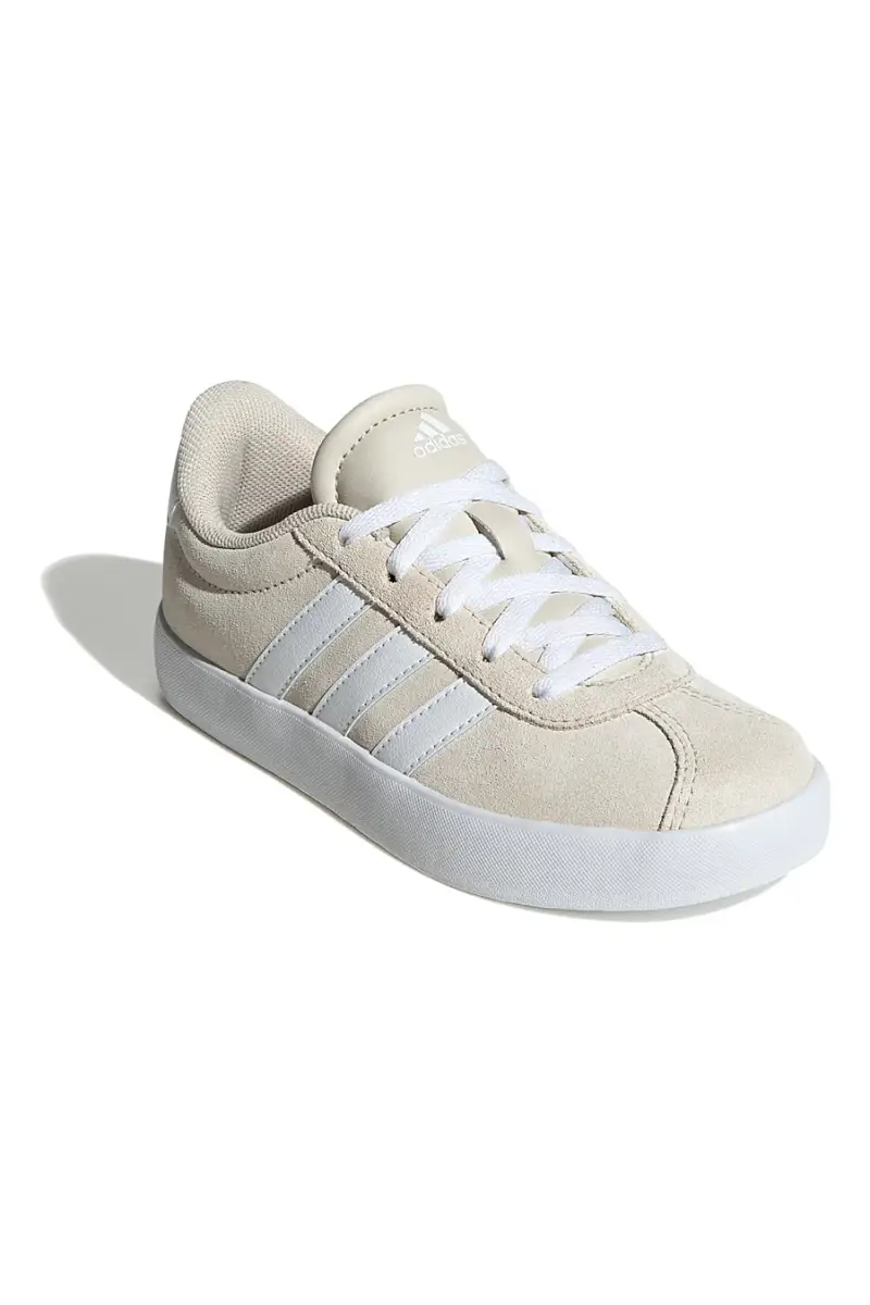 Sneakers beige in pelle con strisce bianche Adidas VL Court 3 K [BEIGE] miniatura 2
