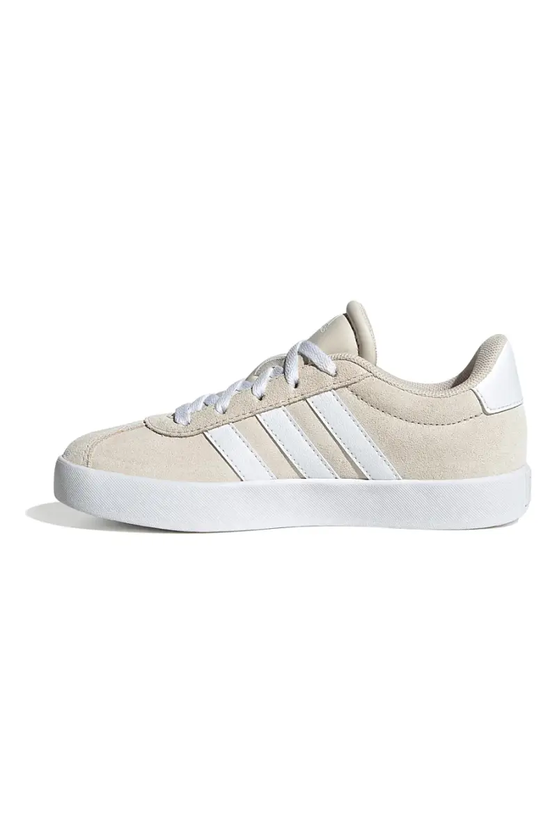 Sneakers beige in pelle con strisce bianche Adidas VL Court 3 K [BEIGE] miniatura 3