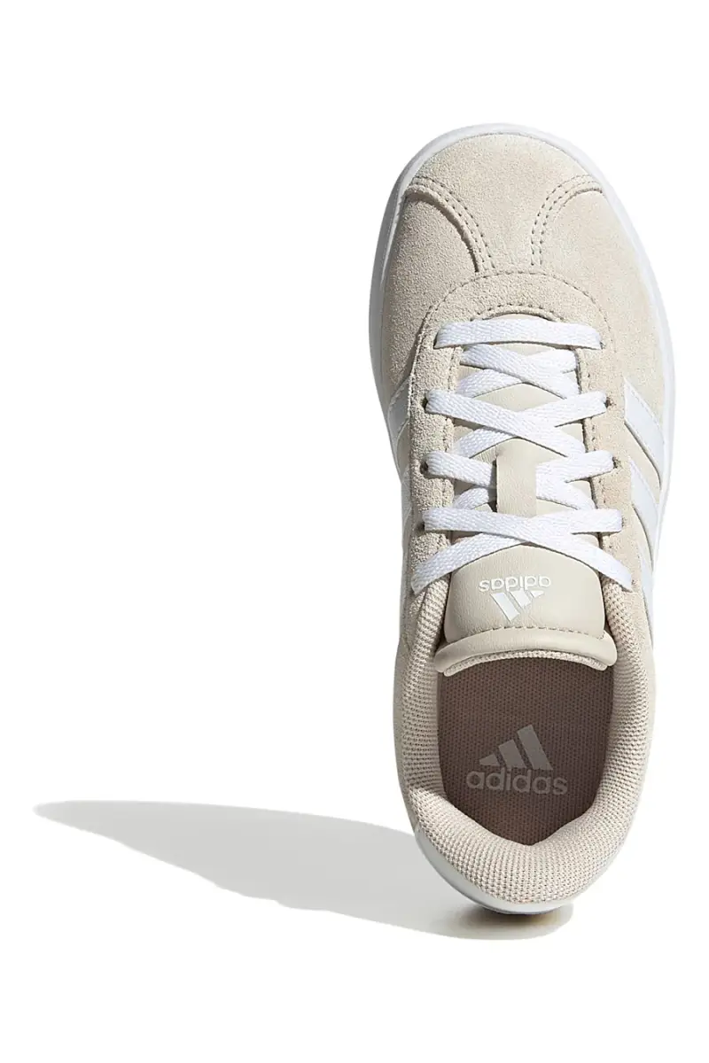 Sneakers beige in pelle con strisce bianche Adidas VL Court 3 K [BEIGE] miniatura 5