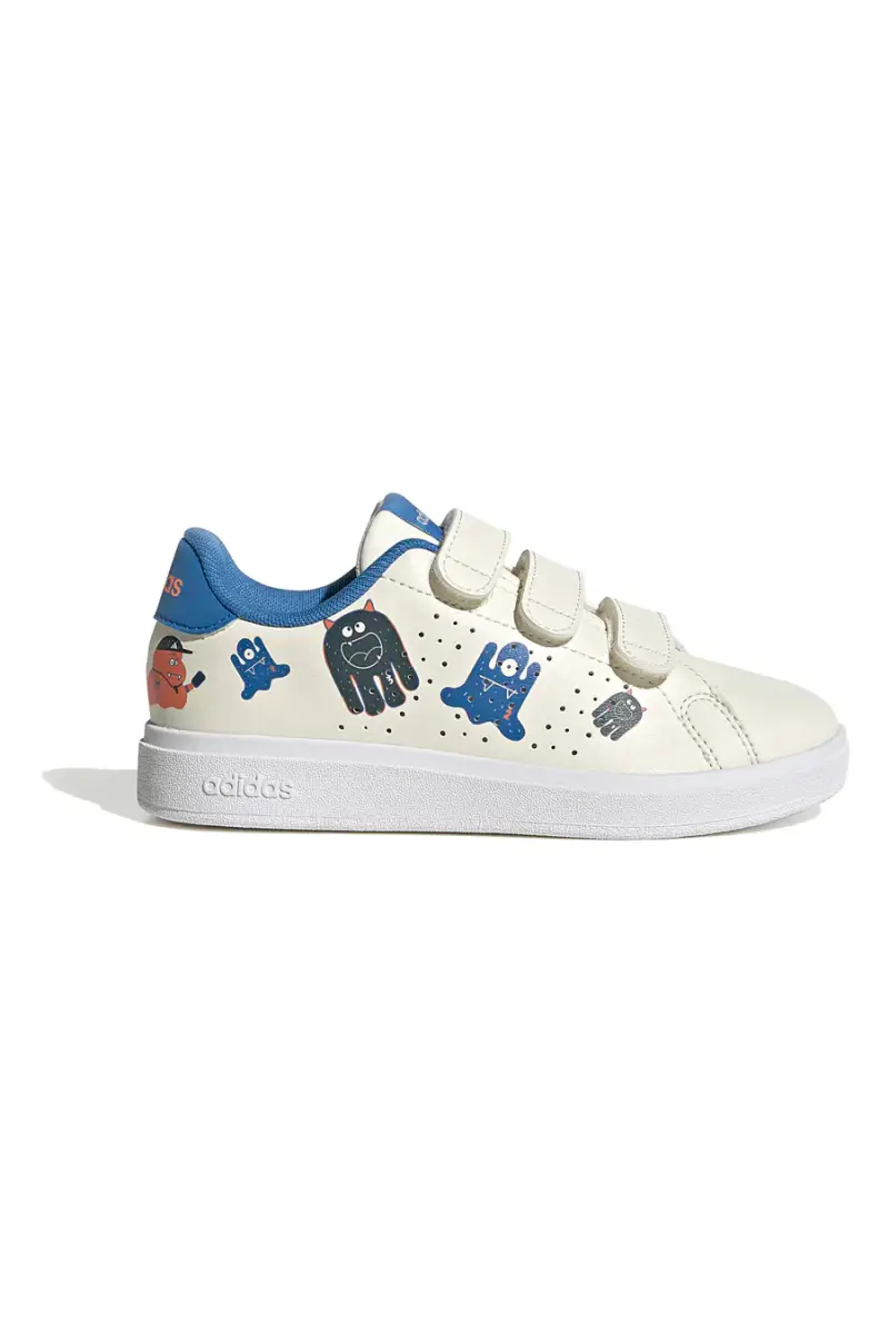 Sneakers bianche con dettagli blu e chiusura a strappo Adidas Advantage Base 2 0 Cf C [BIANCO]