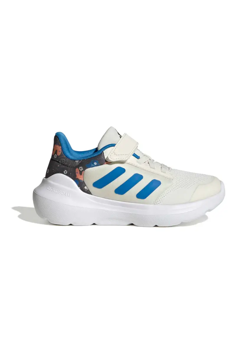 Sneakers bianche con dettagli blu e chiusura a strappo Adidas Tensaur Run 3 0 El C [BIANCO]