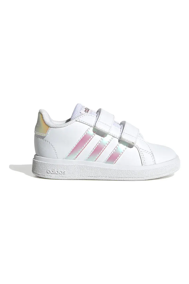 Sneakers bianche con dettagli iridescenti e doppio strappo Adidas Grand Court 2 CF I [BIANCO]