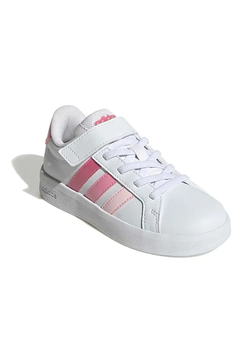 Sneakers bianche con dettagli rosa e chiusura a strappo Adidas Grand Court 3 0 El C [BIANCO] miniatura 2