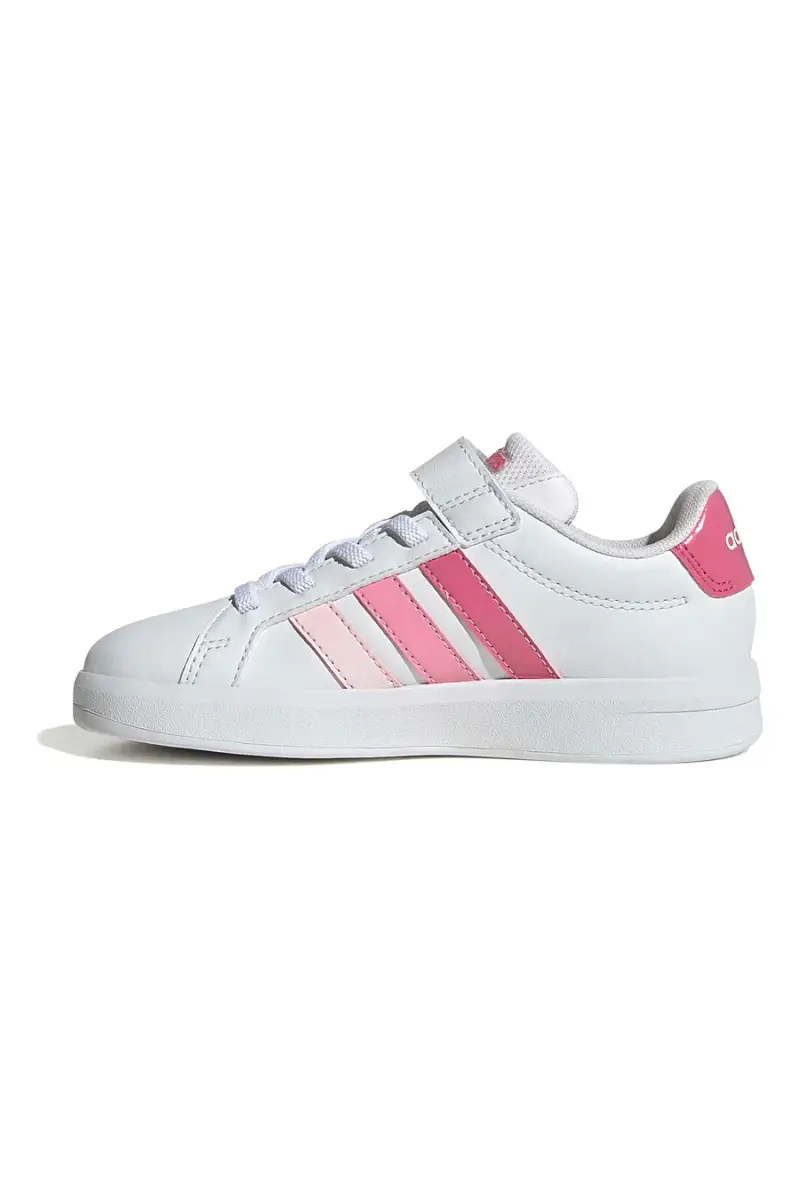 Sneakers bianche con dettagli rosa e chiusura a strappo Adidas Grand Court 3 0 El C [BIANCO] miniatura 3
