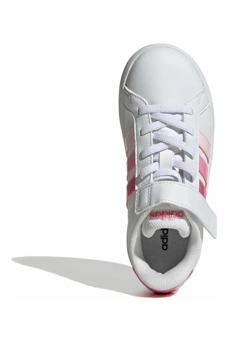 Sneakers bianche con dettagli rosa e chiusura a strappo Adidas Grand Court 3 0 El C [BIANCO] miniatura 5