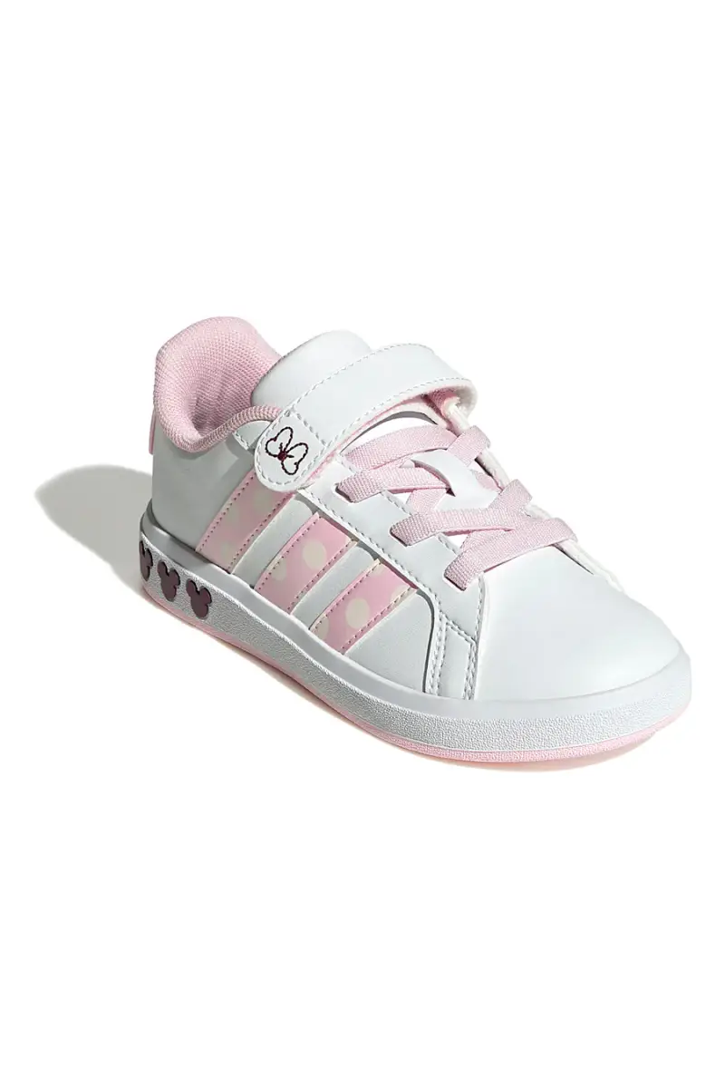 Sneakers bianche con dettagli rosa e chiusura a strappo Adidas Grand Court Minnie El K [WHITE miniatura 2