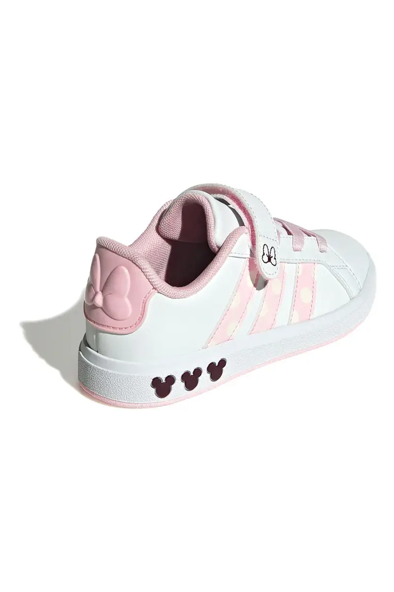 Sneakers bianche con dettagli rosa e chiusura a strappo Adidas Grand Court Minnie El K [WHITE miniatura 3