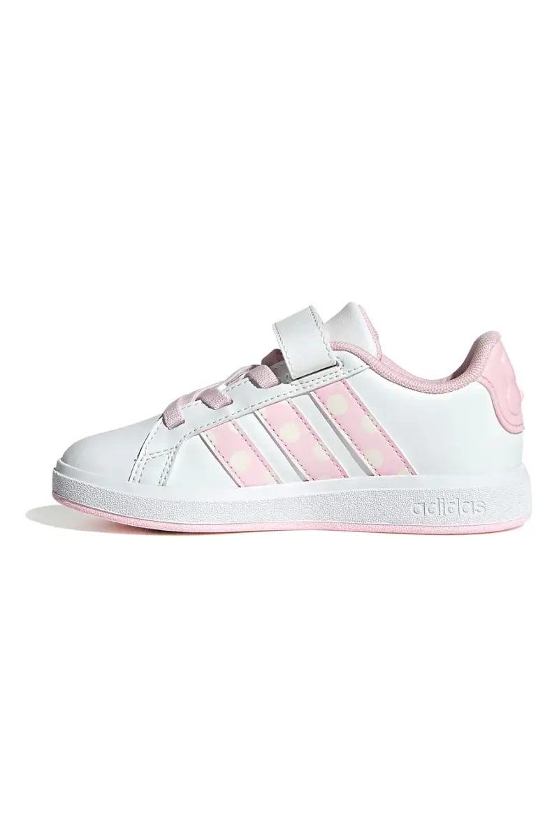 Sneakers bianche con dettagli rosa e chiusura a strappo Adidas Grand Court Minnie El K [WHITE miniatura 4
