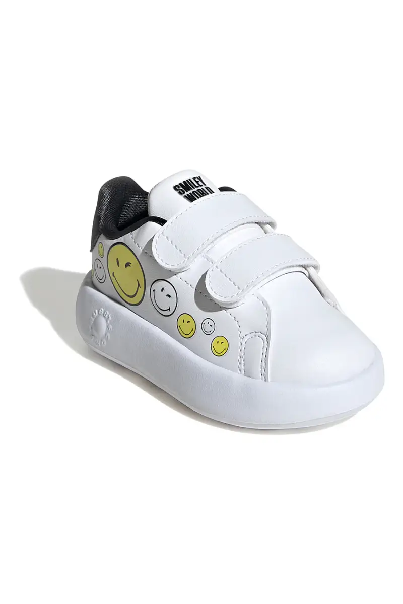 Sneakers bianche con smile e doppio strappo Adidas Advantage Smiley CF I [BIANCO] miniatura 2