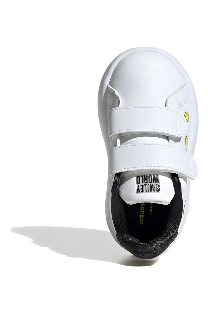Sneakers bianche con smile e doppio strappo Adidas Advantage Smiley CF I [BIANCO] miniatura 5