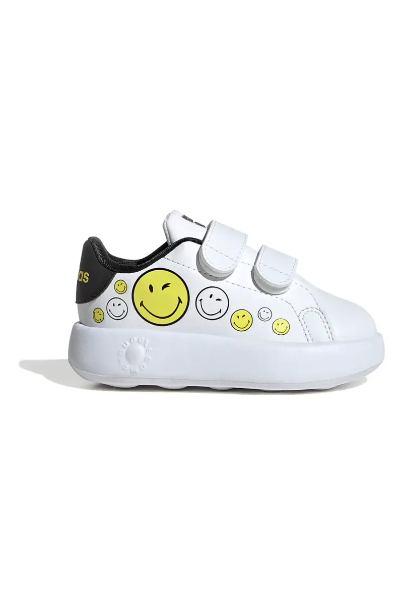 Sneakers bianche con smile e doppio strappo Adidas Advantage Smiley CF I [BIANCO]