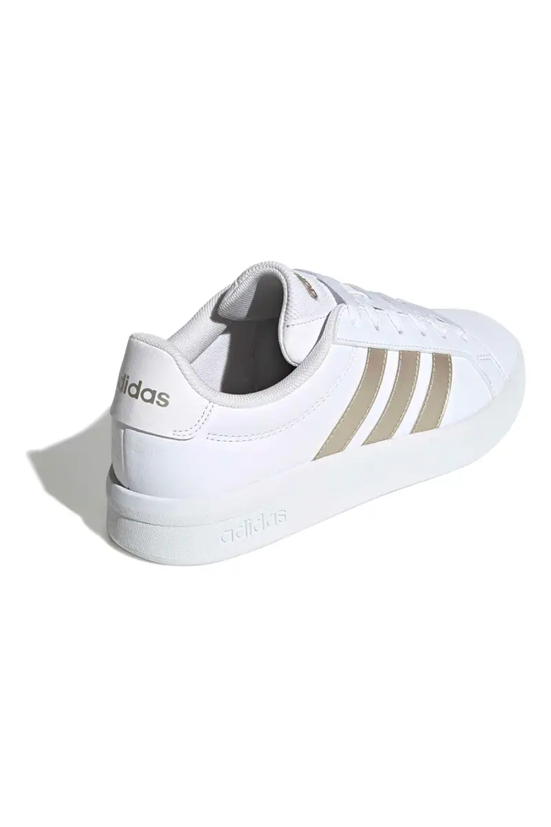 Sneakers bianche con strisce dorate in pelle sintetica riciclata Adidas Grand Court Base 3 0 [BIANCO] miniatura 3