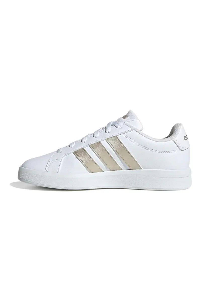 Sneakers bianche con strisce dorate in pelle sintetica riciclata Adidas Grand Court Base 3 0 [BIANCO] miniatura 4