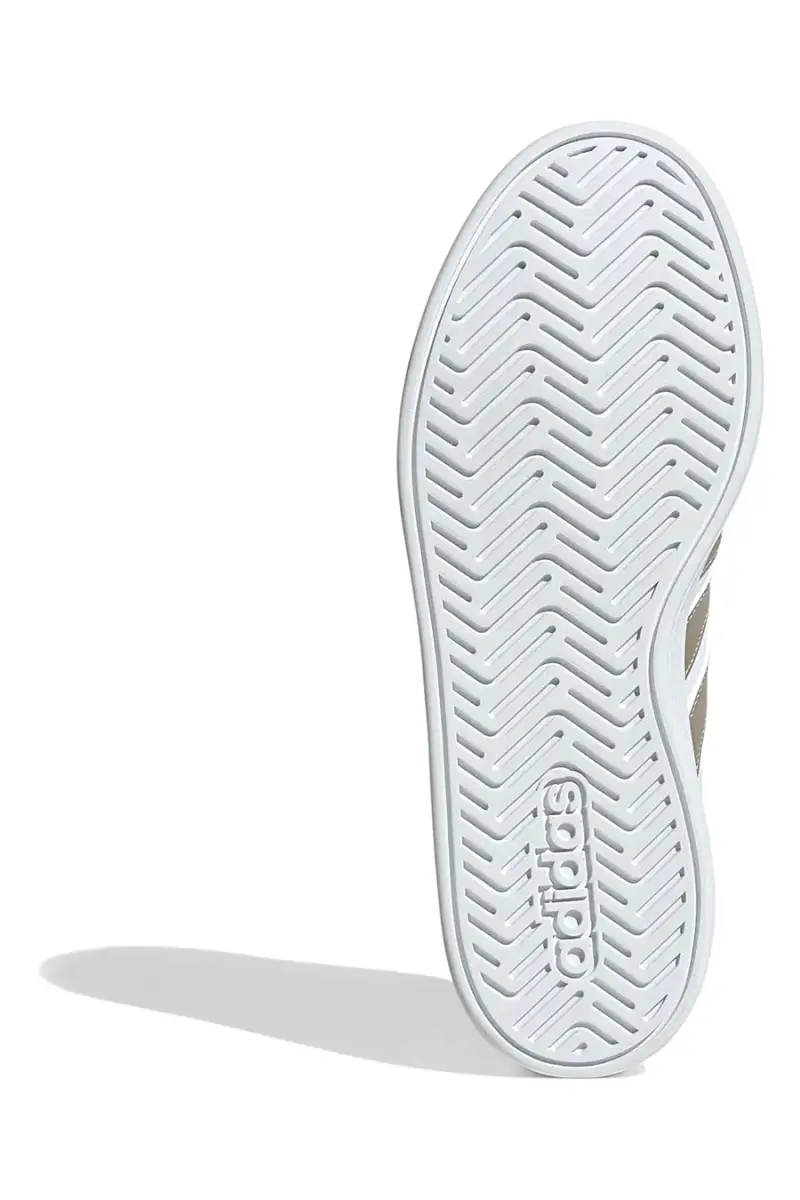 Sneakers bianche con strisce dorate in pelle sintetica riciclata Adidas Grand Court Base 3 0 [BIANCO] miniatura 5