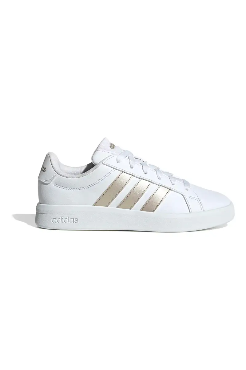 Sneakers bianche con strisce dorate in pelle sintetica riciclata Adidas Grand Court Base 3 0 [BIANCO]