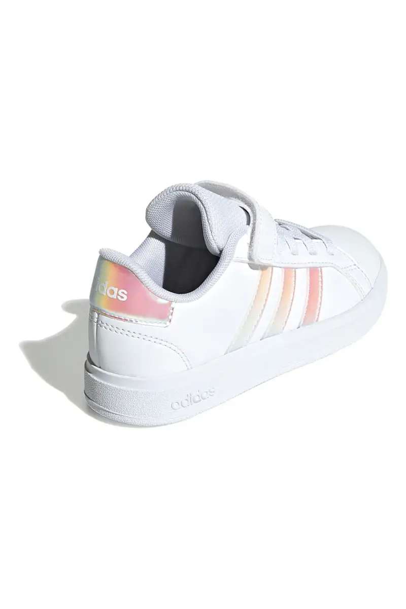 Sneakers bianche con strisce iridescenti chiusura a strappo Adidas Grand Court 2.0 EL C [BIANCO] miniatura 4