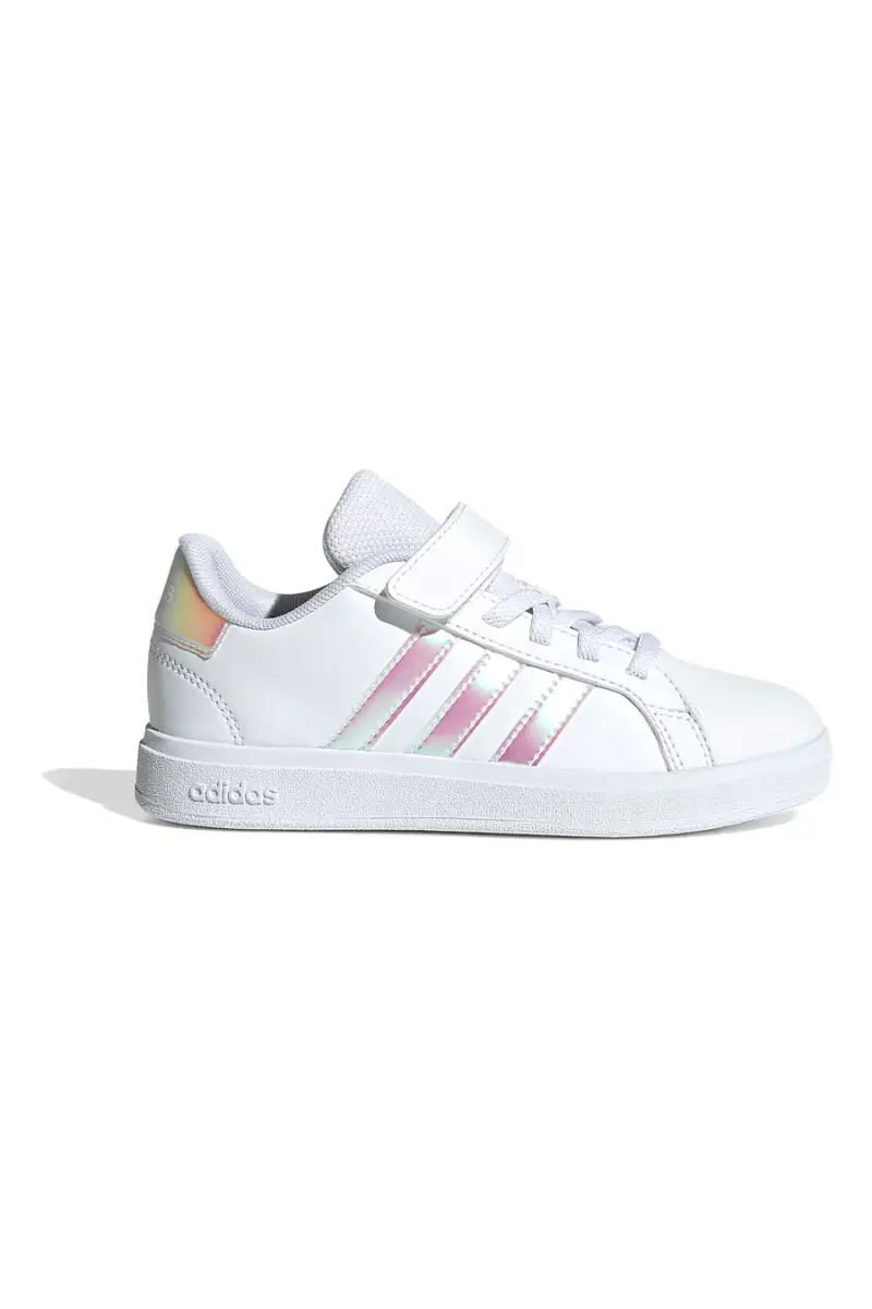 Sneakers bianche con strisce iridescenti chiusura a strappo Adidas Grand Court 2.0 EL C [BIANCO]