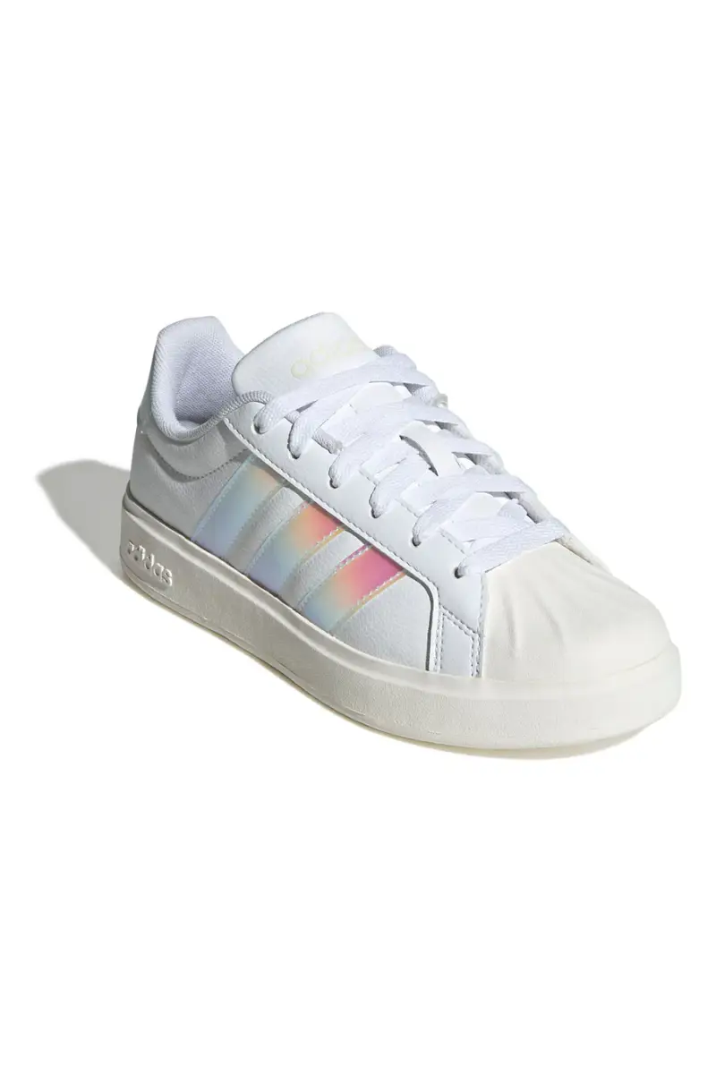 Sneakers bianche con strisce iridescenti e punta a conchiglia Adidas Streettalk J [BIANCO] miniatura 2