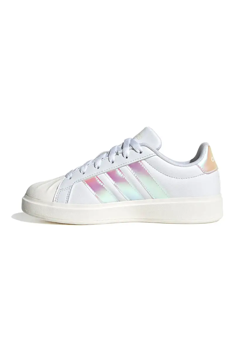 Sneakers bianche con strisce iridescenti e punta a conchiglia Adidas Streettalk J [BIANCO] miniatura 3