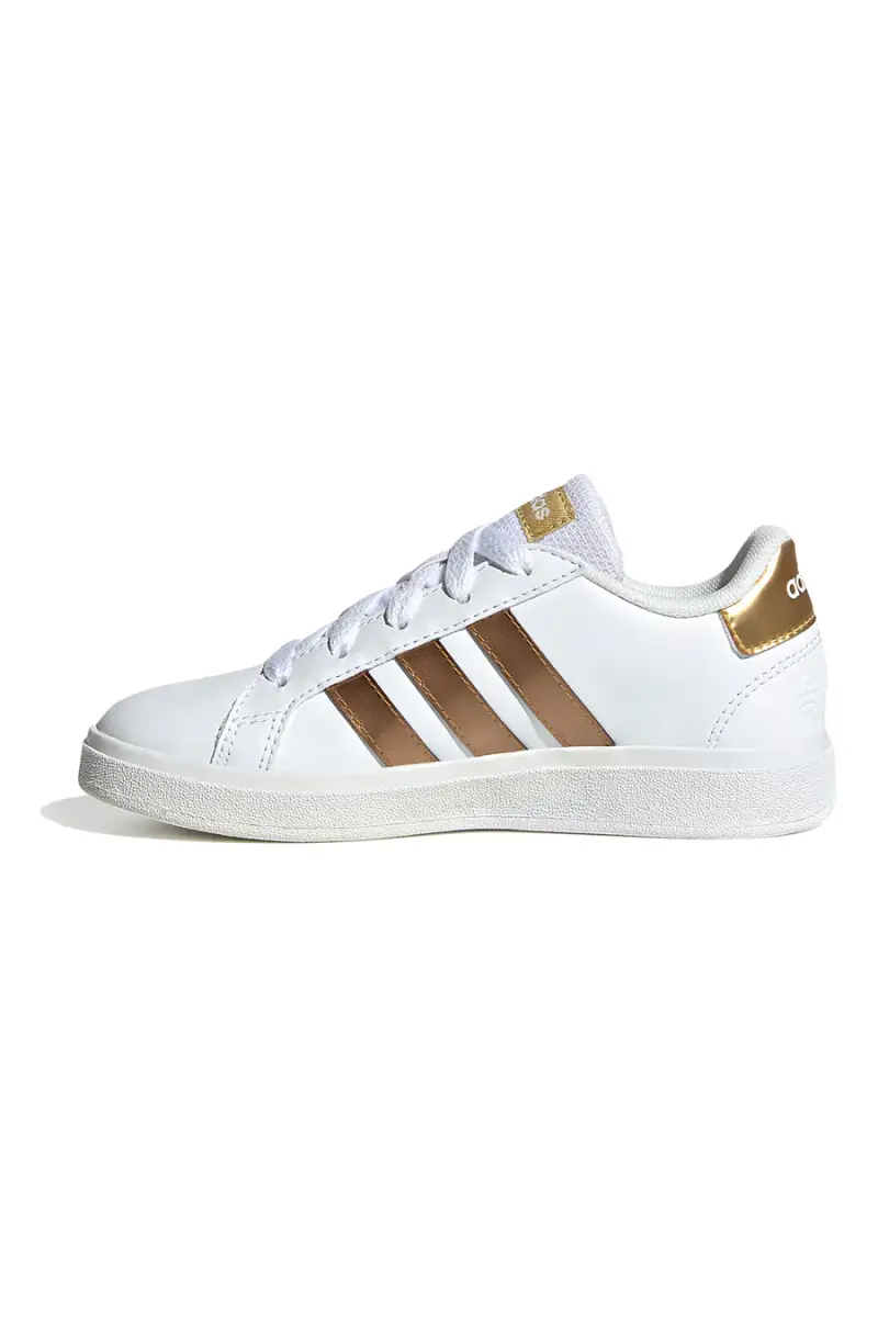 Sneakers bianche con strisce oro Adidas Grand Court 2 K [BIANCO] miniatura 2