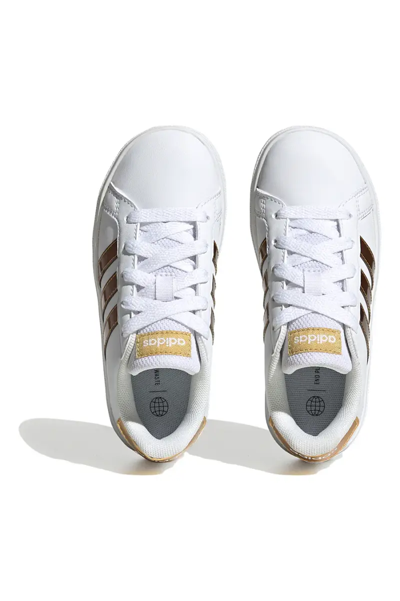 Sneakers bianche con strisce oro Adidas Grand Court 2 K [BIANCO] miniatura 4