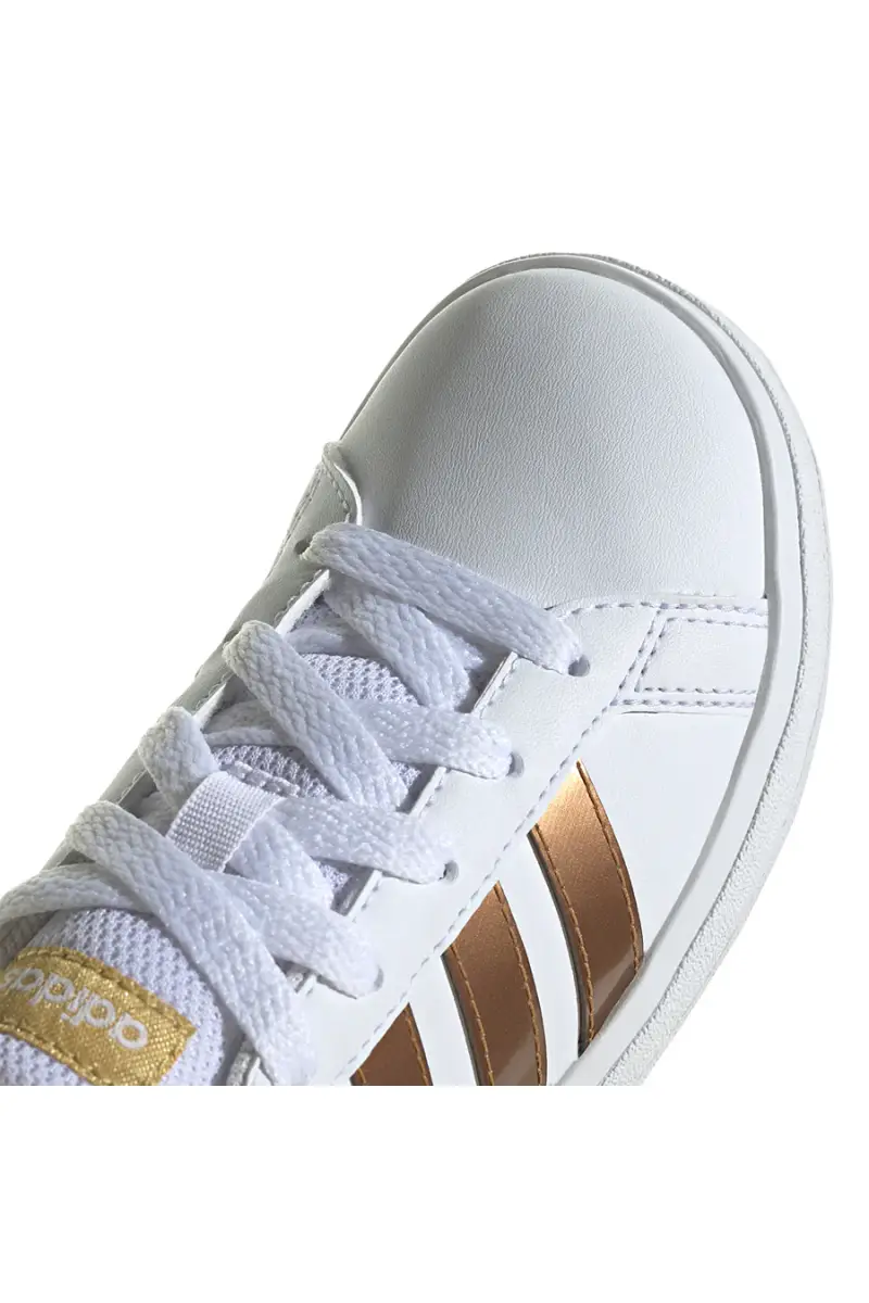 Sneakers bianche con strisce oro Adidas Grand Court 2 K [BIANCO] miniatura 5