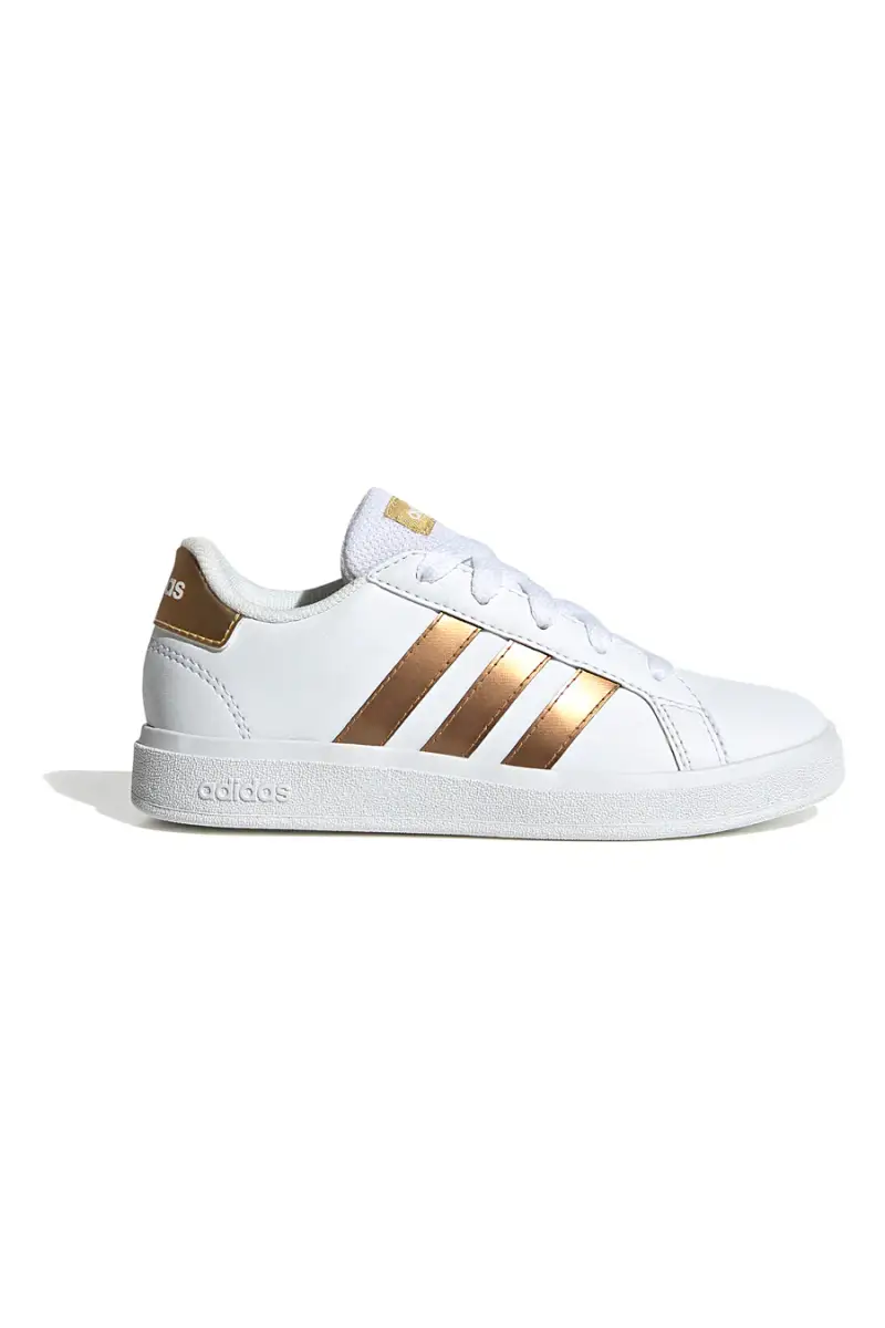 Sneakers bianche con strisce oro Adidas Grand Court 2 K [BIANCO]
