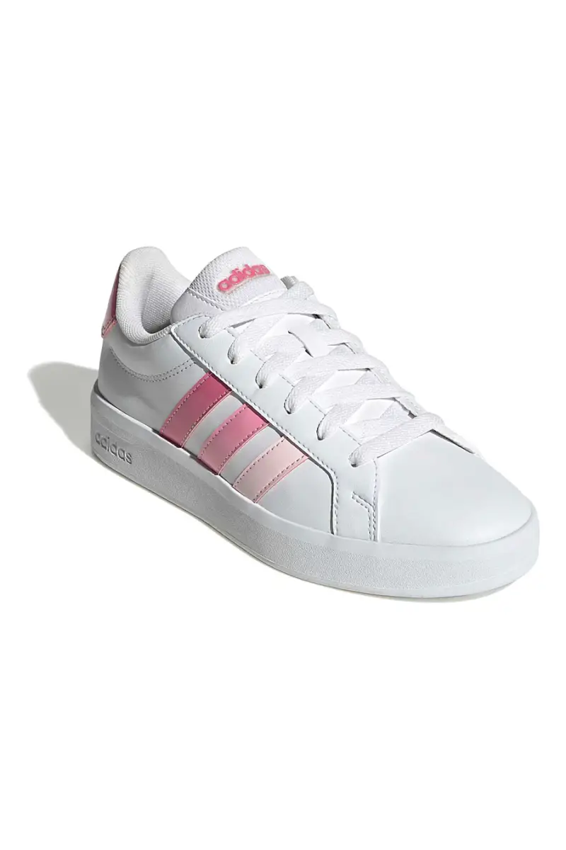 Sneakers bianche con strisce rosa sfumate in materiale sintetico Adidas Grand Court 3 0 J [BIANCO] miniatura 2
