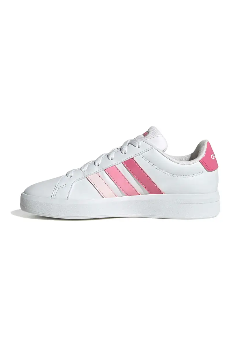 Sneakers bianche con strisce rosa sfumate in materiale sintetico Adidas Grand Court 3 0 J [BIANCO] miniatura 3