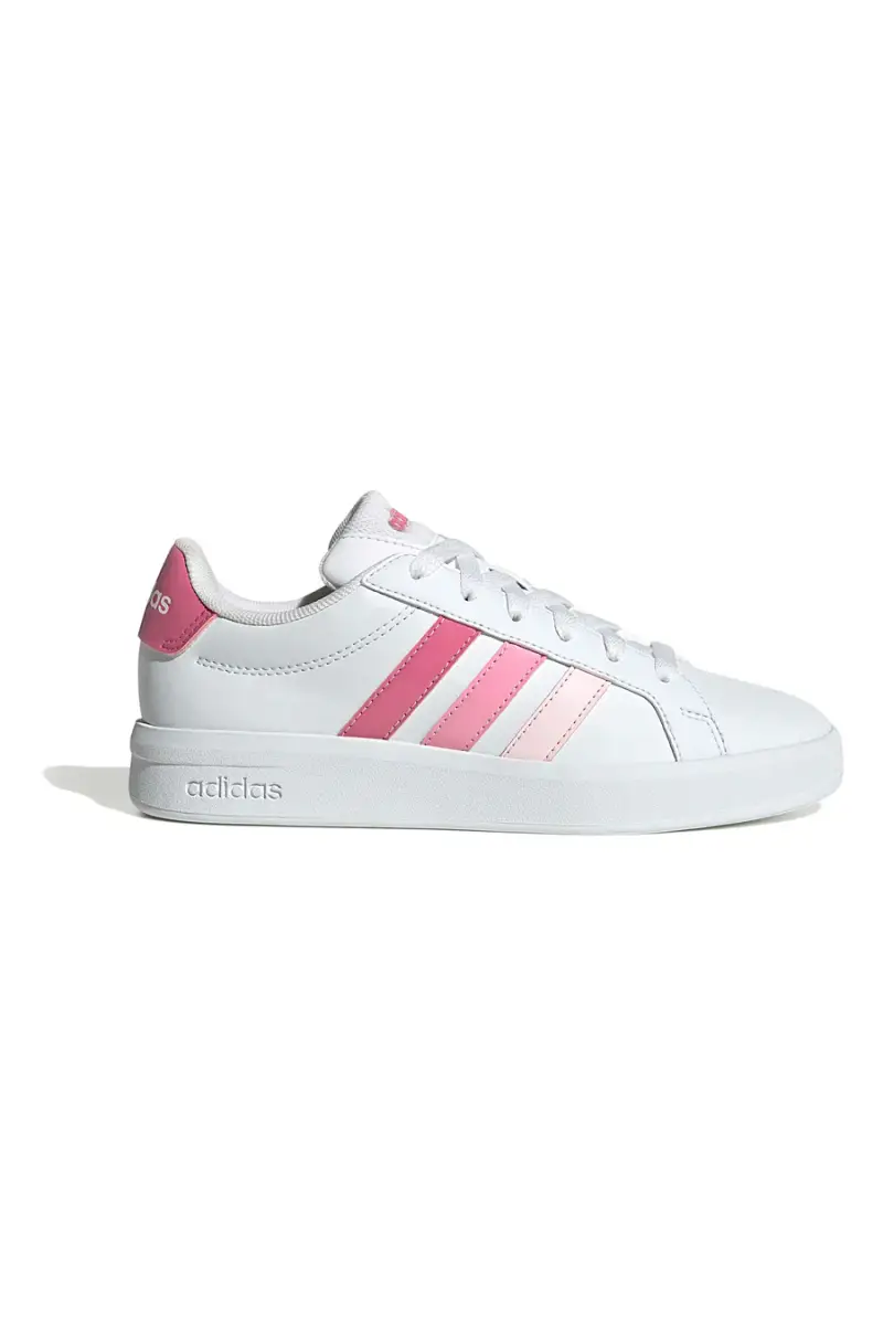 Sneakers bianche con strisce rosa sfumate in materiale sintetico Adidas Grand Court 3 0 J [BIANCO]