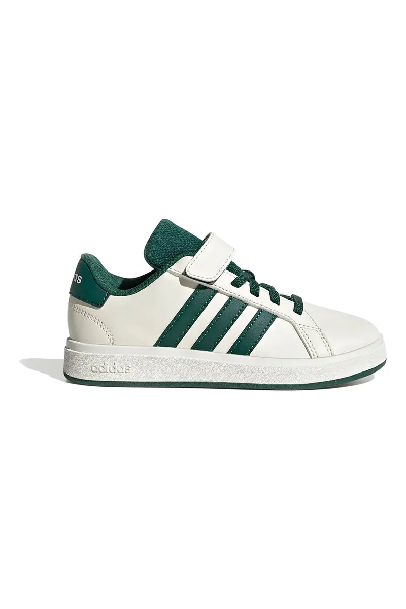 Sneakers bianche con strisce verdi e chiusura a strappo Adidas Grand Court 2 EL C [BIANCO