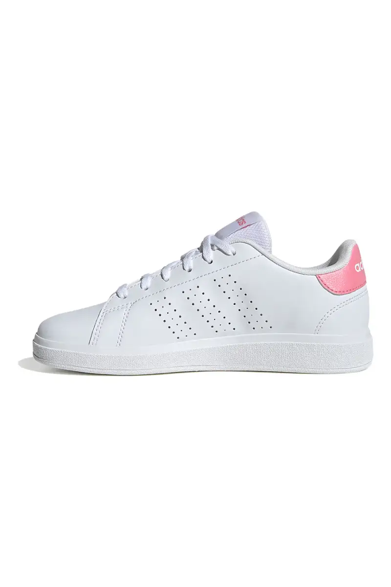 Sneakers bianche con tallone rosa e strisce traforate Adidas Advantage Base 2 0 J [WHITE miniatura 4