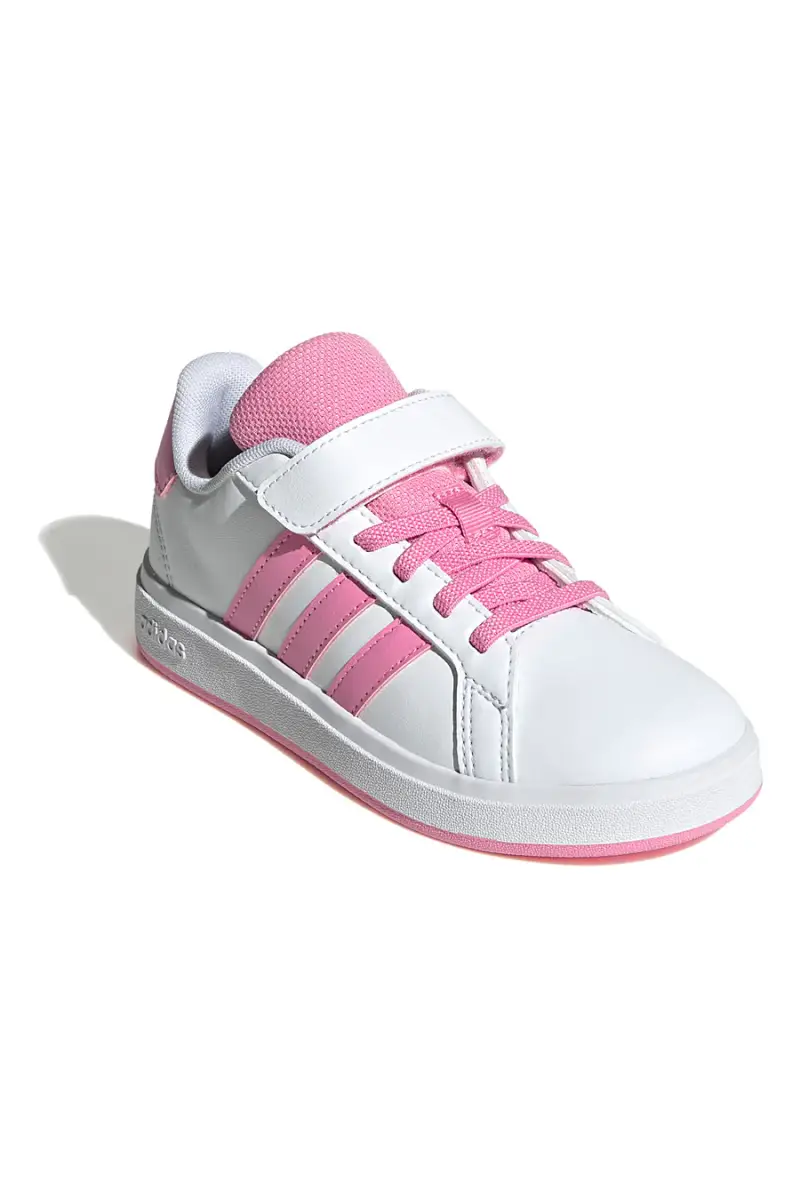 Sneakers bianche e rosa con chiusura a strappo Adidas Grand Court 2 0 EL C [BIANCO miniatura 2