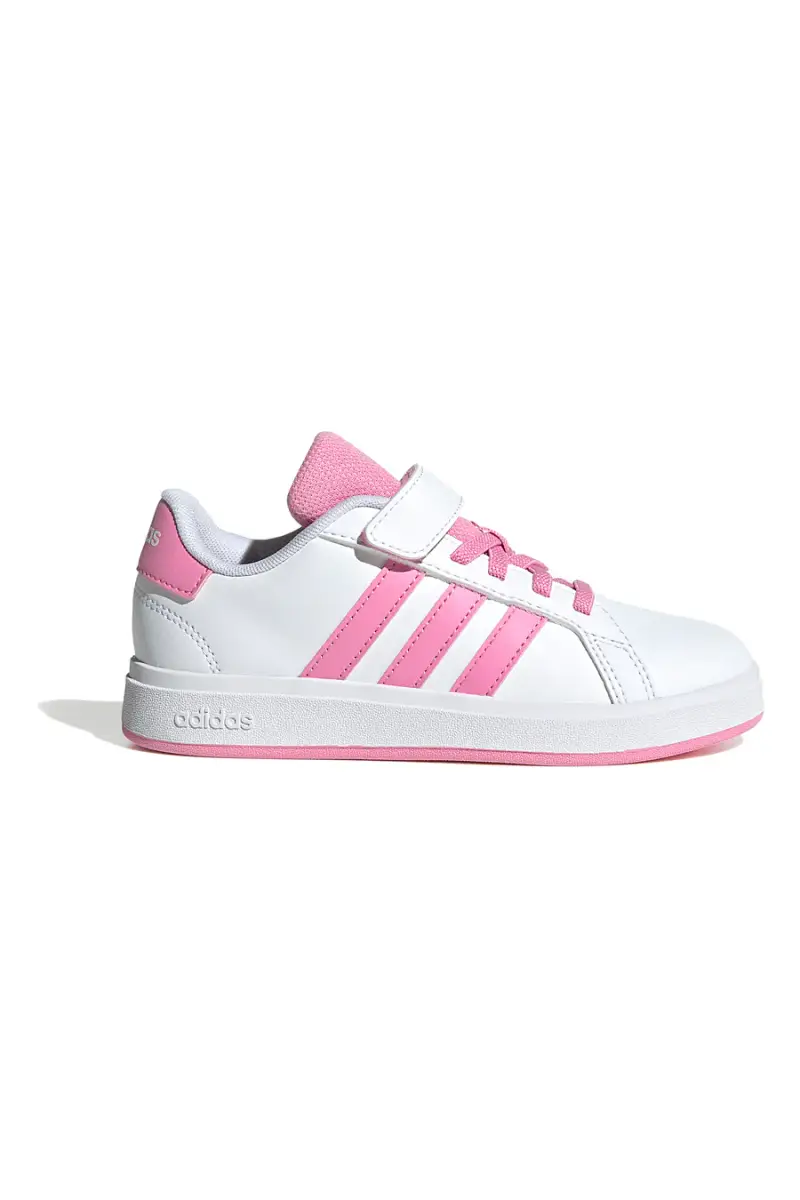 Sneakers bianche e rosa con chiusura a strappo Adidas Grand Court 2 0 EL C [BIANCO