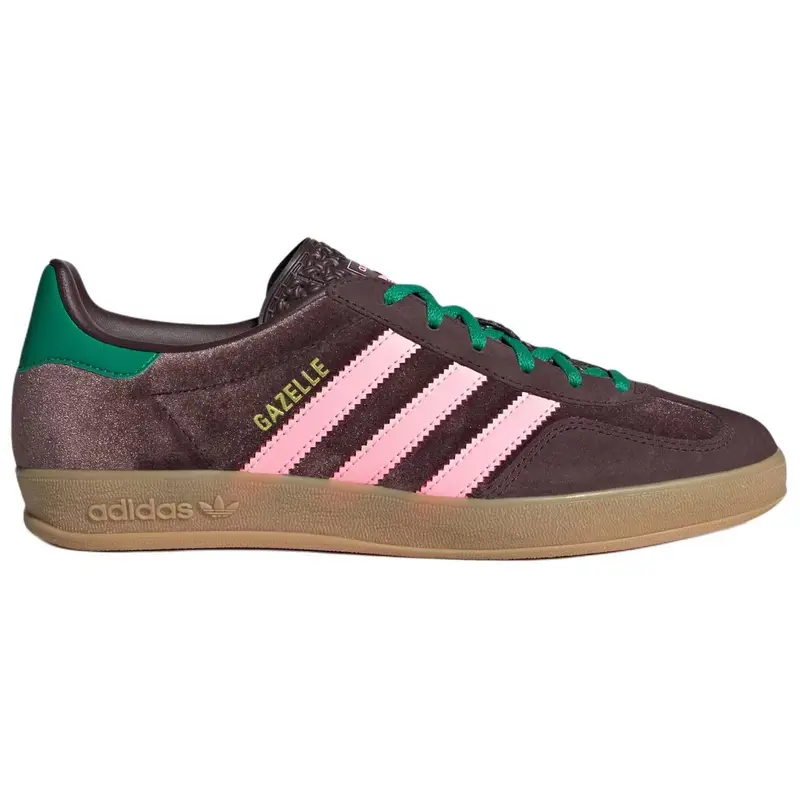 Sneakers da Donna Adidas Gazelle Indoor Marrone Scuro Rosa Verde Velluto JI2714 38 miniatura 3