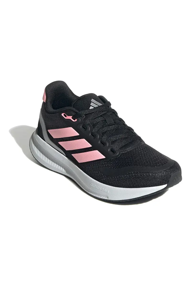 Sneakers da running nere con dettagli rosa in mesh Adidas Runfalcon 5 J [NERO] miniatura 2