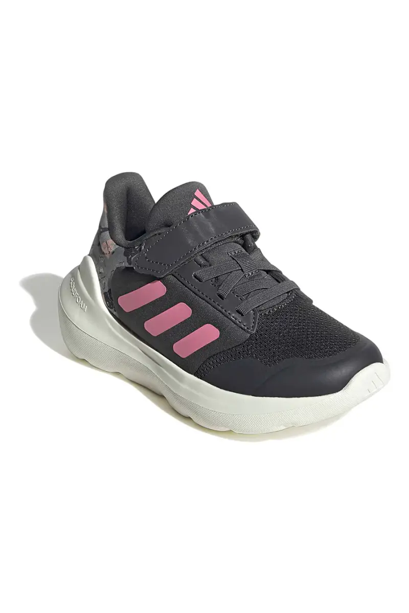 Sneakers grigie con dettagli rosa e chiusura a strappo Adidas Tensaur Run 3 0 El C [GRIGIO miniatura 2