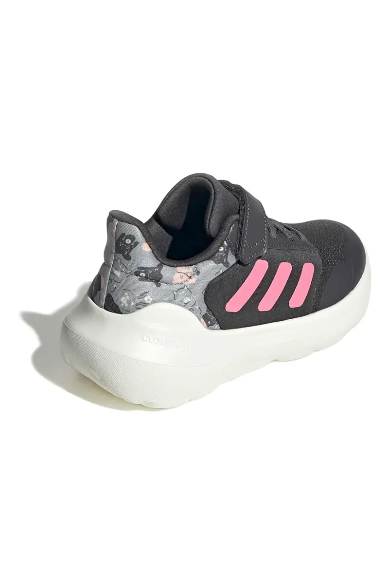 Sneakers grigie con dettagli rosa e chiusura a strappo Adidas Tensaur Run 3 0 El C [GRIGIO miniatura 3