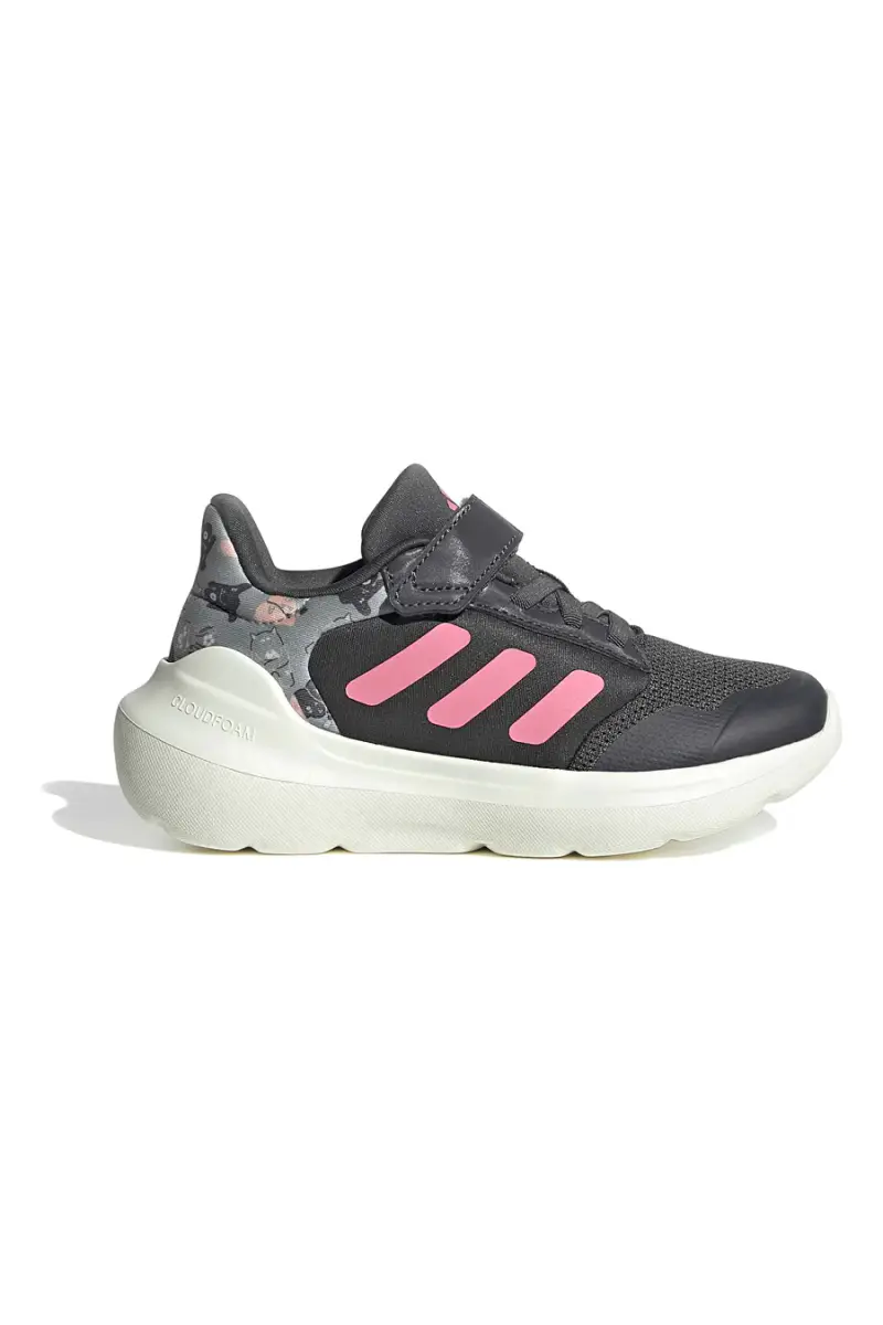 Sneakers grigie con dettagli rosa e chiusura a strappo Adidas Tensaur Run 3 0 El C [GRIGIO