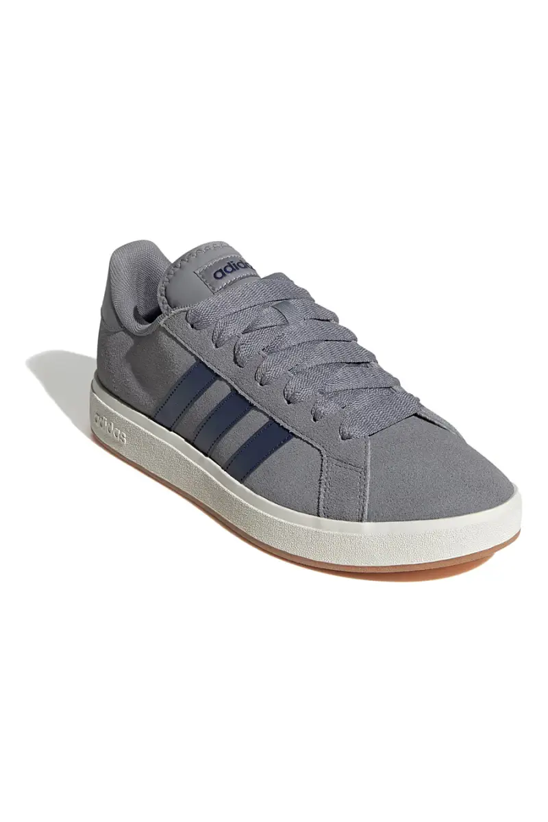 Sneakers grigie in pelle con strisce blu Adidas Grand Court Base 00s [GRIGIO] miniatura 2