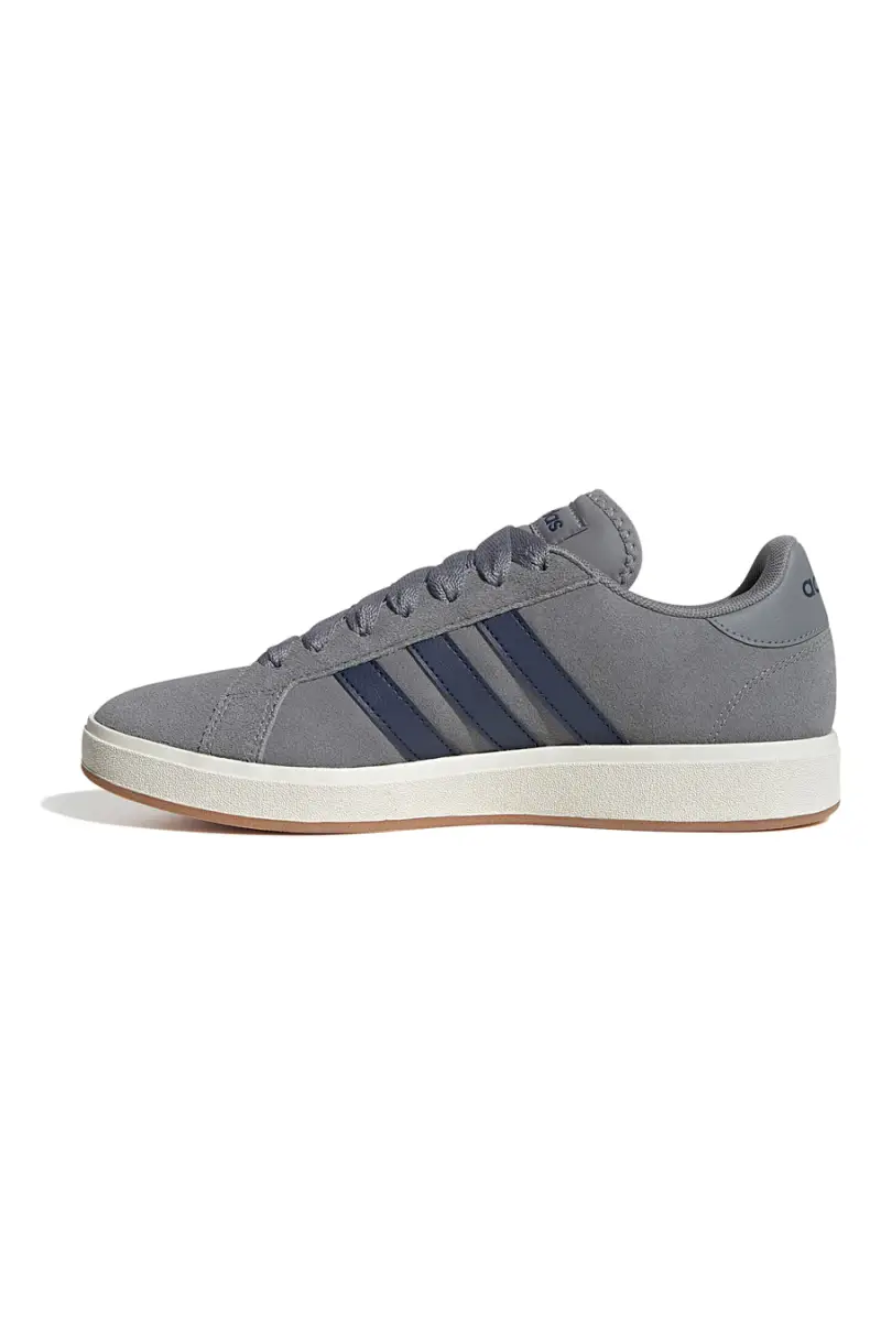 Sneakers grigie in pelle con strisce blu Adidas Grand Court Base 00s [GRIGIO] miniatura 3