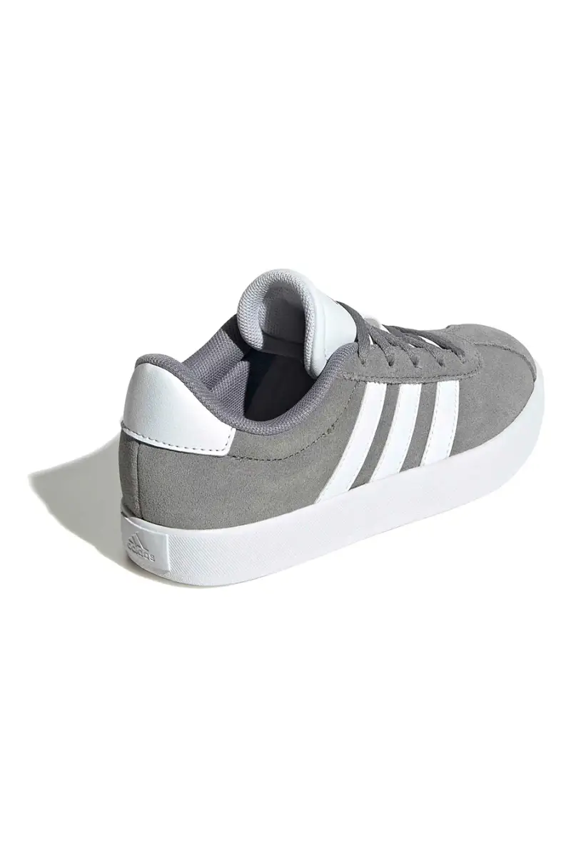 Sneakers grigie in suede con 3 strisce bianche Adidas VL Court 3.0 K [GRIGIO] miniatura 3