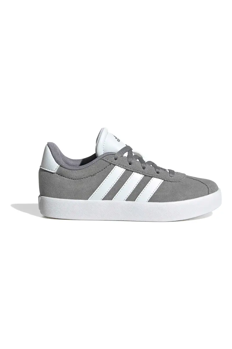 Sneakers grigie in suede con 3 strisce bianche Adidas VL Court 3.0 K [GRIGIO]