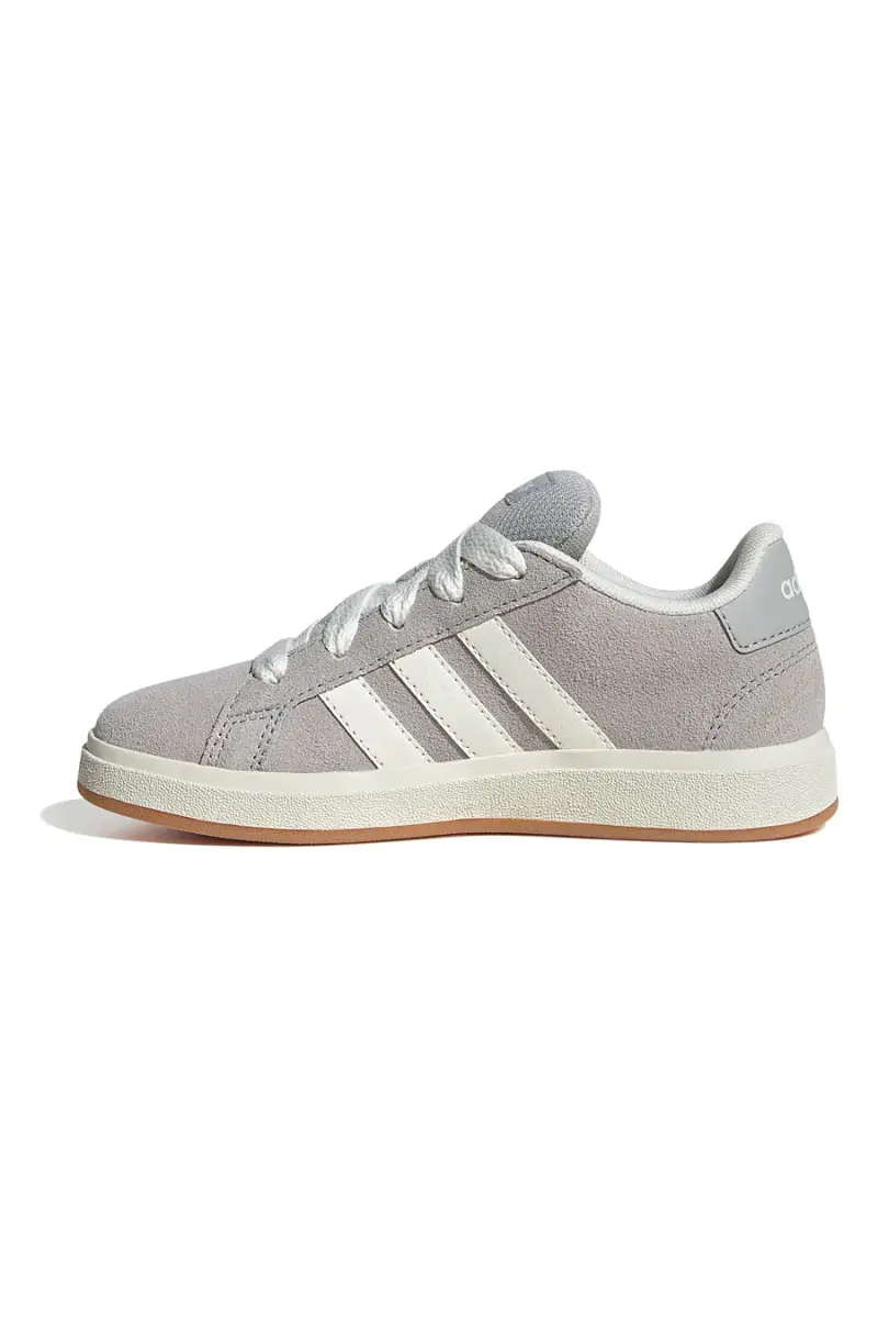 Sneakers grigie in suede con strisce bianche Adidas Grand Court 00s K [GRIGIO] miniatura 2
