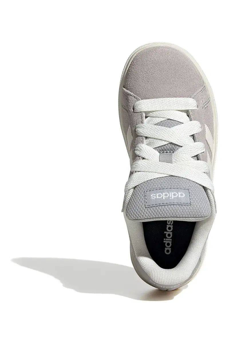 Sneakers grigie in suede con strisce bianche Adidas Grand Court 00s K [GRIGIO] miniatura 4