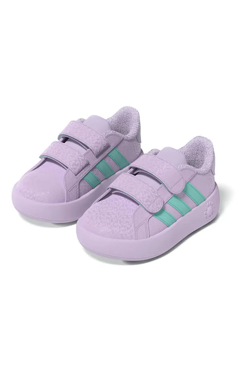 Sneakers lilla con strisce verdi e doppio strappo Adidas Grand Court Frozen Cf I [LILLA] miniatura 2